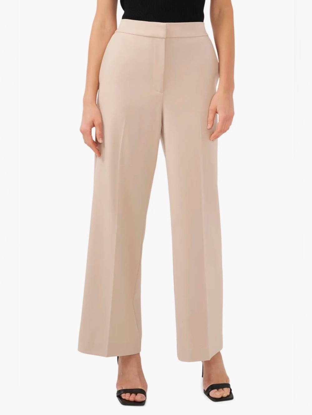 NWT Halogen tan Wide-Leg High-Rise elastic back waist office Pants, size 14